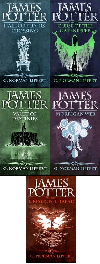 Illustration des cinq tomes de couverture de James Potter